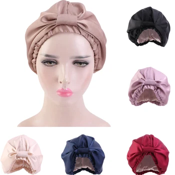 Moda Müslüman İpek Türban Saç kadınlar İçin Wrap Kafa Kapaklar bayan uyku şapka kadın Saç Dökülmesi Kemo Hindistan Şapka Saten Turbante Mujer