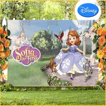 Karikatür Güzel Disney Prenses Sofia Güzel Özel Bahçe Ve Kale Zemin Kızlar Doğum Günü Partisi Fotoğraf Arka Plan