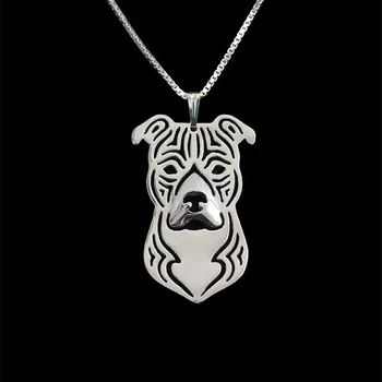 Amerikan Staffordshire Terrier basit kolye takı plaka altın ve gümüş köpek kolye ve