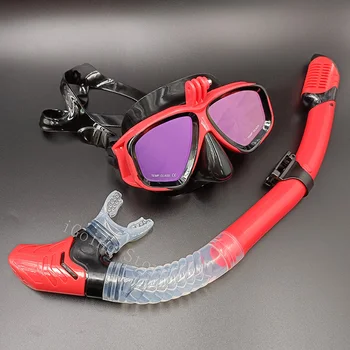 Açık Spor Tüplü Dalış Gözlüğü Kamera Tutucu İle Erkek Kadın yüzme maskesi Seti Rahat Su Geçirmez Yüzme Şapkaları