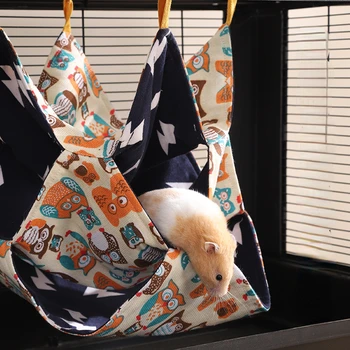 Üç Katmanlı Hamster Kafesi Uyku Hamak Baskı Kobay Giysileri Yatak Kemirgen Hamak Chinchilla Kafes Küçük Ev