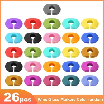 26 Adet şarap bardağı Takılar Etiketleri, Plastik şarap bardağı İçecek İşaretleyiciler Bar Partisi için Martini Kokteyl