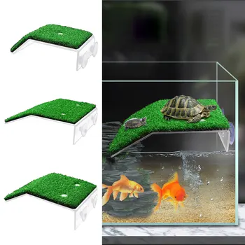 Kaplumbağa Platformu Banyo Akvaryum Kurutma Vantuz Eğim Küçük Sürüngen Habitat Şamandıra Dekorasyon Balık Tankı Simüle Çim