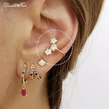 Dize Kristal Yıldız Y2k kulak klipsi Küpe Kadınlar için Hiçbir Piercing Deliksiz Kulak Kıkırdak Orbital Küpe moda takı KCE244