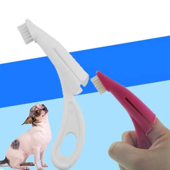 1 Adet Pet Parmak Diş Fırçası Oyuncak köpek fırçası Kötü Nefes Tartar Diş Aracı Köpek Kedi Temizlik Malzemeleri 2 Renk Köpek Diş Fırçaları