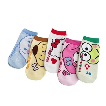 Kawaii Anime Sanrios Öğrenci Karikatür Çorap Benim Melodi Cinnamoroll Tatlı Sevimli Rahat Kısa Çorap Harajuku noel hediyesi Kız için