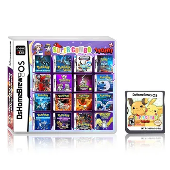 Yeni Pokemon 140in1 oyun koleksiyonu kutulu ABD versiyonu İngilizce NDS elde kullanılır oyun kartuşu için uygun ND / 2D / 3D hediye e-spor oyuncakları