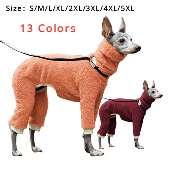 Kış Onesies Köpekler İçin Büyük Yumuşak Köpek Giysileri Yüksek Boyun Sıcak İtalyan Greyhound Giysileri Gevşek Dört Bacaklı Kalın Köpekler Takım Elbise
