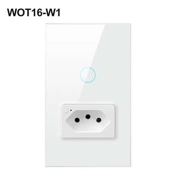 WiFi Akıllı Duvar Anahtarı Tuya Zigbee Akıllı Duvar Anahtarı 16A Soket Brezilya Cam Panel Standart Panel Akıllı ışık anahtarı
