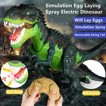 Simülasyon yatıyordu yumurta sprey uzaktan kumanda dinozor ses ışık efekti kafa salıncak kuyruk sökme ücretsiz yürüyüş elektrikli RC modeli