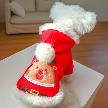 Köpekler Noel Giysileri Pet Köpek Kırmızı Sıcak kapüşonlu ceket Snap Düğmesi Kapatma Kostüm Noel Köpek Festivali Dekorasyon Kıyafetler