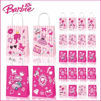 Miniso Barbie Kraft Kağıt Torbalar Parti Eşlik Hediyeler Tote Kağıt Torbalar noel hediyesi Ambalaj Poşetleri Aperatifler Saklama Torbaları