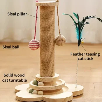 Sütun Kapalı Tırmalama Yavru Sopa Kazıyıcılar Pikap Kapmak Topları Kedi Sisal Pet Komik Aksesuarları İle Ahşap Oyuncak Scratcher