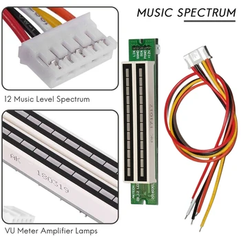 DC12V Çift 12-bit Ses Seviyesi Göstergesi Stereo Müzik spektrumlu led ışık Amplifikatör VU Metre Araba MP3 Çalar Atmosfer Lambaları