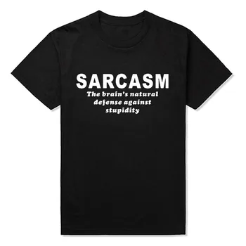 Yeni Yaz Tarzı Sarcasm Beyin Doğal Savunma Karşı Aptallık T-shirt Erkekler Kısa Kollu Üst Tees Komik T Shirt