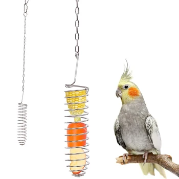 Pet Papağanlar Kuşlar Gıda Tutucu Paslanmaz Meyve Mızrak Sopa Açık Doğal Meyve Sepeti Papağan Nibbling Oyuncaklar Asılı Kuş Besleyiciler