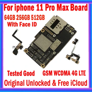 Ile / Olmadan Yüz KİMLİĞİ iPhone 11 Pro Max Anakart Orijinal Unlocked Test İyi Mantık Kurulu Ücretsiz iCloud Tam Cips