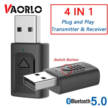 Yeni 4 in 1 USB Bluetooth Verici ve USB Bluetooth Ses Alıcısı 3.5 mm Aux Stereo 5.0 Kablosuz Adaptör PC TV İçin Araç Kiti
