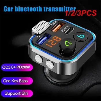 1/2/3 ADET Araba Bluetooth 5.0 FM Verici Araba MP3 Çalar Büyük Mikrofon çift USB Hızlı Şarj QC3. 0 PD20W araç elektroniği