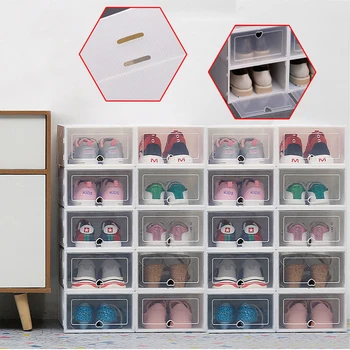 20 Adet Plastik Ayakkabı Kutusu İstiflenebilir Ayakkabı Depolama raflı dolap Dolap Organizatör Çekmece Durumda