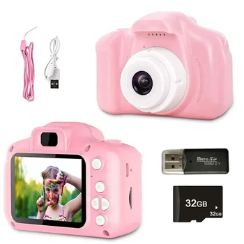 Çocuk Kamera Su Geçirmez 1080P HD Kamera Video Oyuncaklar 2 İnç Renkli Ekran Çocuklar Karikatür Sevimli Açık Kamera SLR Kamera Çocuk Oyuncak