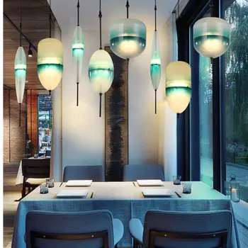 Post Modern cam lamba restoran Bar sayacı tek kafa yaratıcı kişilik iskandinav tasarımcı mavi degrade asılı ışık