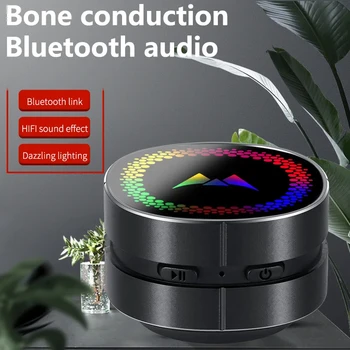 Yeni Taşınabilir Kablosuz Kemik iletim Bluetooth hoparlör Renkli LED ışıkları Stereo Ses hoparlör Kablosuz TWS Müzik Çalar