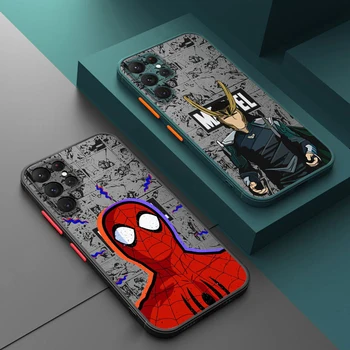 Marvel Örümcek Adam Kahramanlar Samsung S23 S22 S21 Not 20 10 Ultra S20 FE S10 Lite Artı Buzlu Saydam telefon kılıfı Jf4h