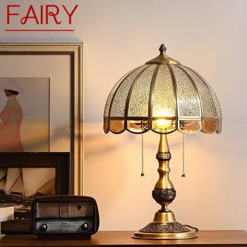 PERİ Modern Pirinç Masa Lambası LED Retro Yaratıcı Avrupa cam masa ışığı Ev Oturma Odası Yatak Odası Başucu Dekor