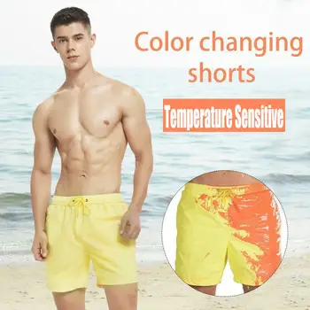 Renk Değiştiren plaj şortu Erkekler Hızlı Kuru Mayo Sıcak Renk Renk Değişikliği Mayolar Naylon Nefes Yüzme Sörf Sandıklar