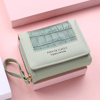 Moda Kare Ekose kadın küçük cüzdan Büyük Kapasiteli Çoklu kart fermuarlı çantalar Kadınlar için 2022 Moda Doku 3 Kat bozuk para cüzdanı