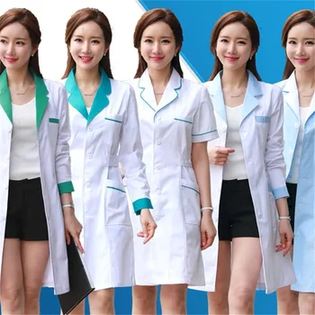 2023 Kadın laboratuvar önlüğü Moda Tıbbi Üniforma Uzun Ceket Yan Kemerli Kısa Kollu / uzun Kollu İş Giysisi Eczane Beyaz Ceket