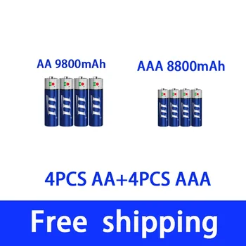 AAA + AA şarj edilebilir AA 1.5 V 9800 mah-1.5 V AAA 8800 mAh alkalin pil el feneri oyuncak izle MP3 çalar, ücretsiz teslimat