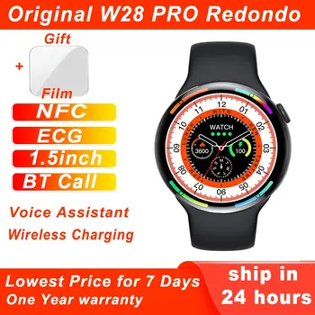 Orijinal W28 PRO Redondo akıllı saat Erkekler WomenNFC BT Çağrı Kablosuz Şarj EKG Yuvarlak Ekran EKG IP68 Smartwatch İzle 8 Pro
